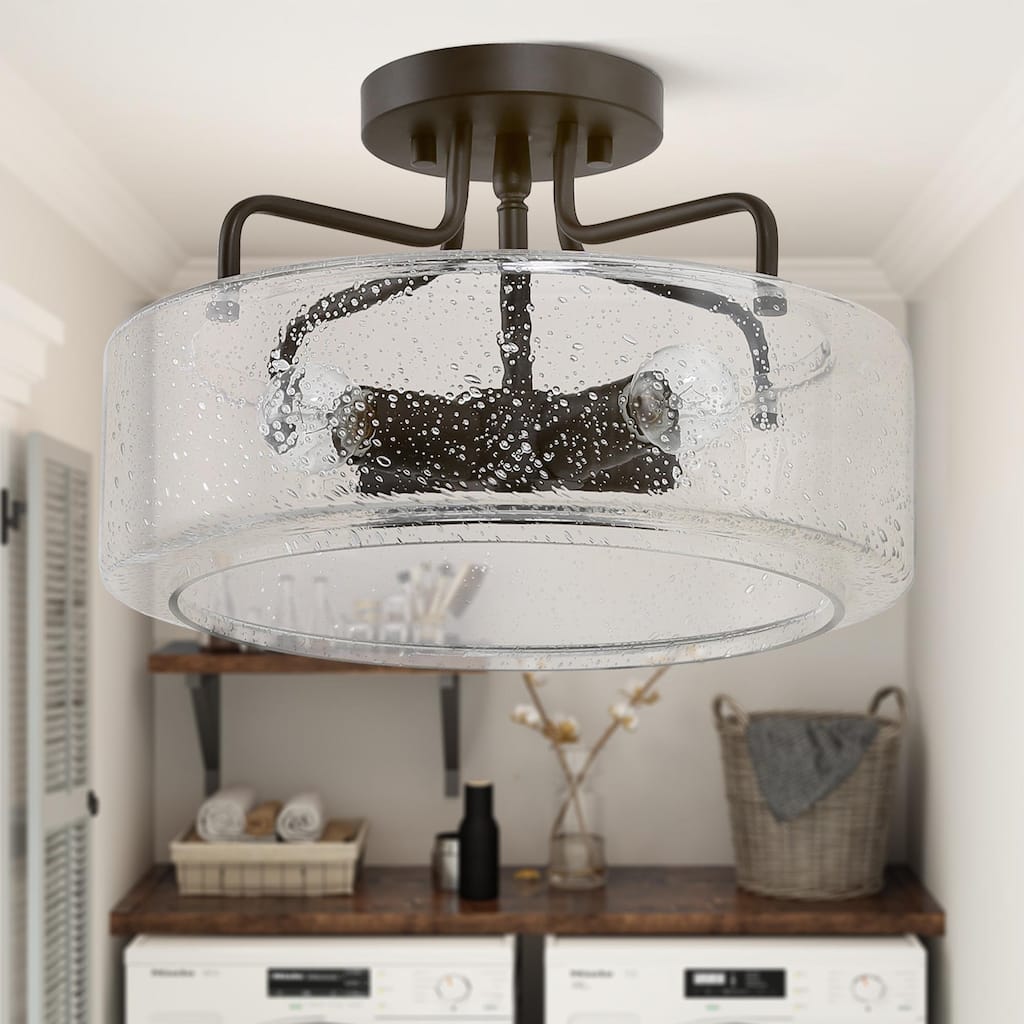 Modern Farmhouse 4-Light Semi-Flush Mount Ceiling Lights for Kitchen - D 12" x H 8"