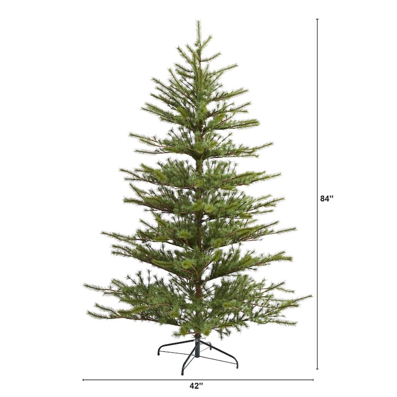 7ft. Pine Artificial Christmas Tree with 374 Branches - Classic Seasonal Holiday X-Mas Display