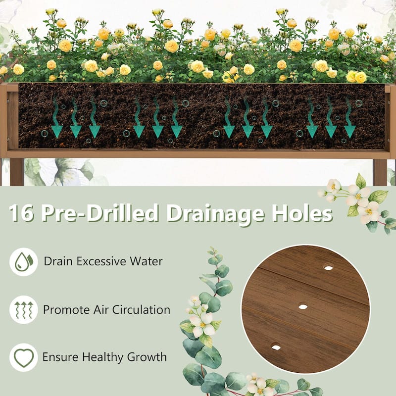 Costway HIPS Raised Garden Bed Poly Wood Elevated Planter Box with - See Details