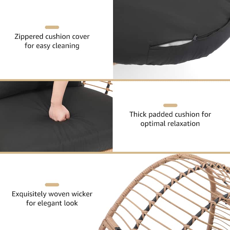 Outdoor Cushioned Wicker Egg Chair