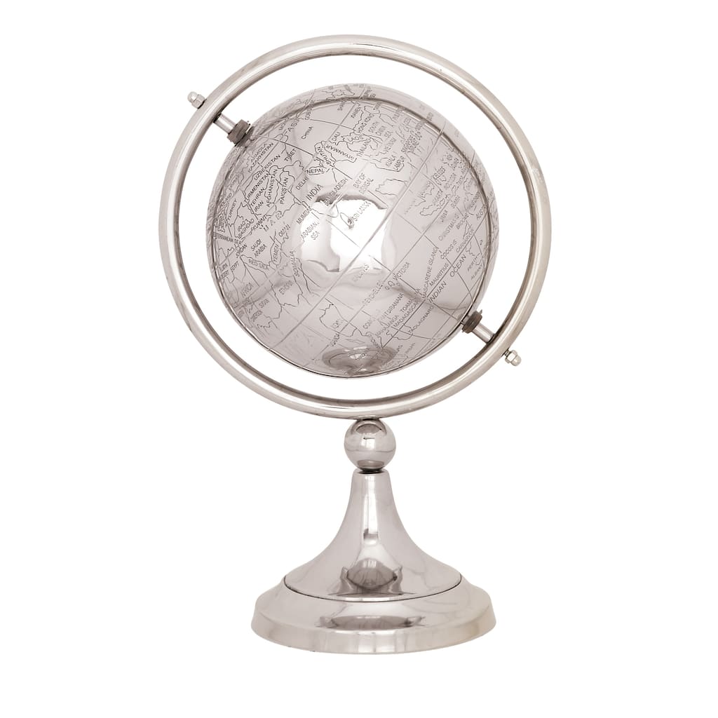 Aluminum Metal Globe - Silver - Roche River Decor - 7"W x 8"L x 13"H