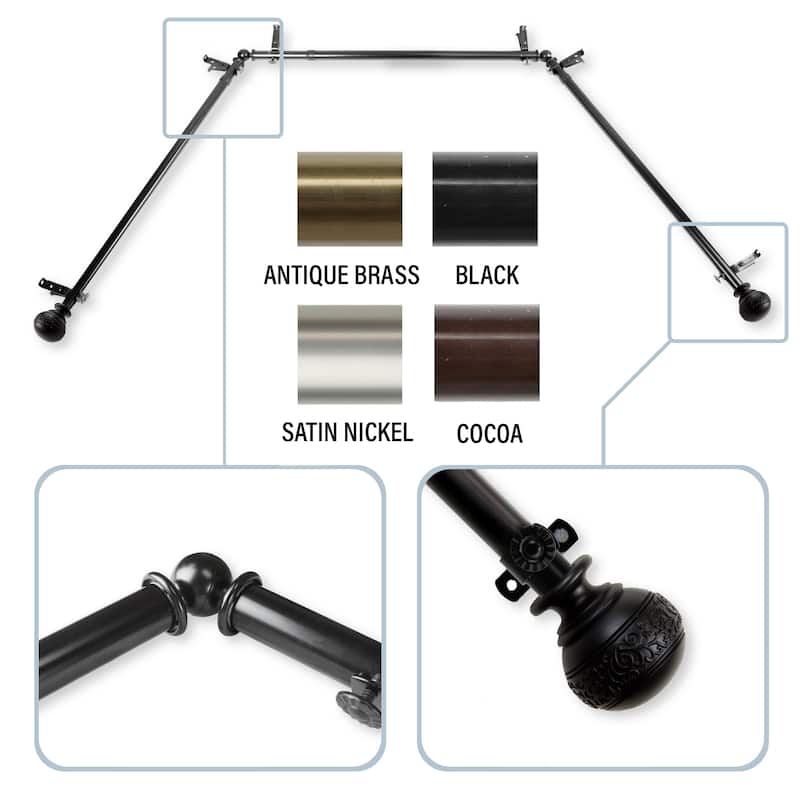 InStyleDesign Nadine 13/16" Bay curtain rod 20"-36", 38"-72"