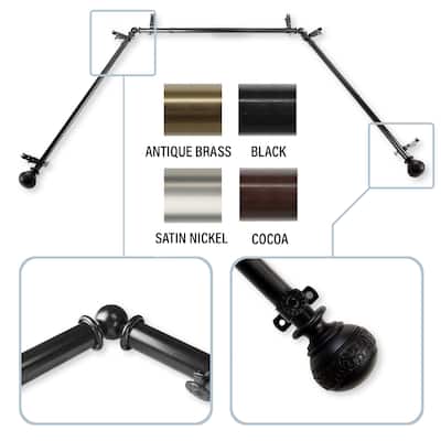 InStyleDesign Nadine 13/16" Bay curtain rod 20"-36", 38"-72"