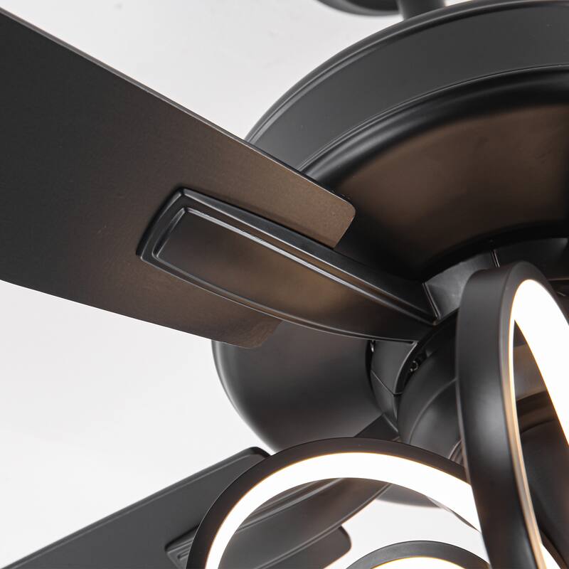 52" Modern Unique Dimmable LED Reversible Motor Ceiling Fan with Light and Remote - 52-inch W*19.3-inch H
