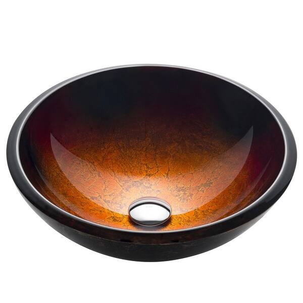 KRAUS 17 inch Red Gold Round 19 mm thick Glass Vessel Bathroom Sink