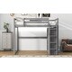 preview thumbnail 7 of 14, Gray Full Size Wood Loft Bed with Wardrobe and Storage Shelves