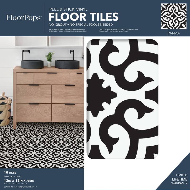 FloorPops Parma Peel & Stick Floor Tiles