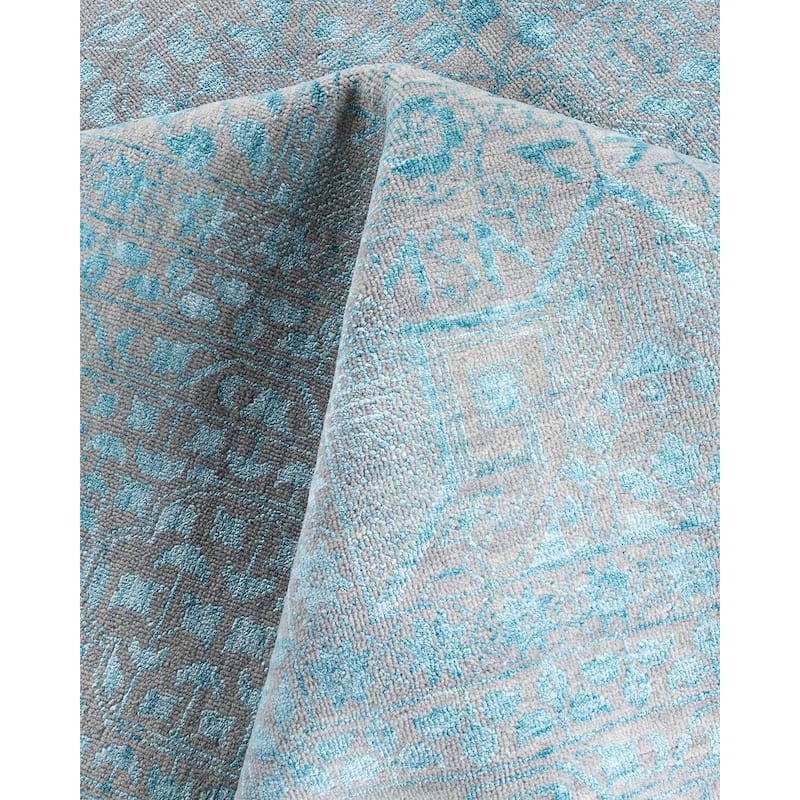 Ikat One-of-a-Kind Hand-Knotted Area Rug - Gray, 9' 0" x 12' 0" - 9' 0" x 12' 0"
