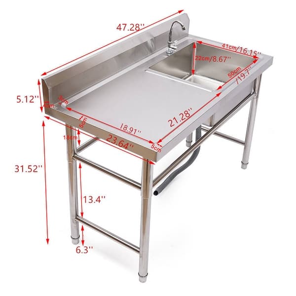 Freestanding Kitchen Utility Sink Stainless Steel