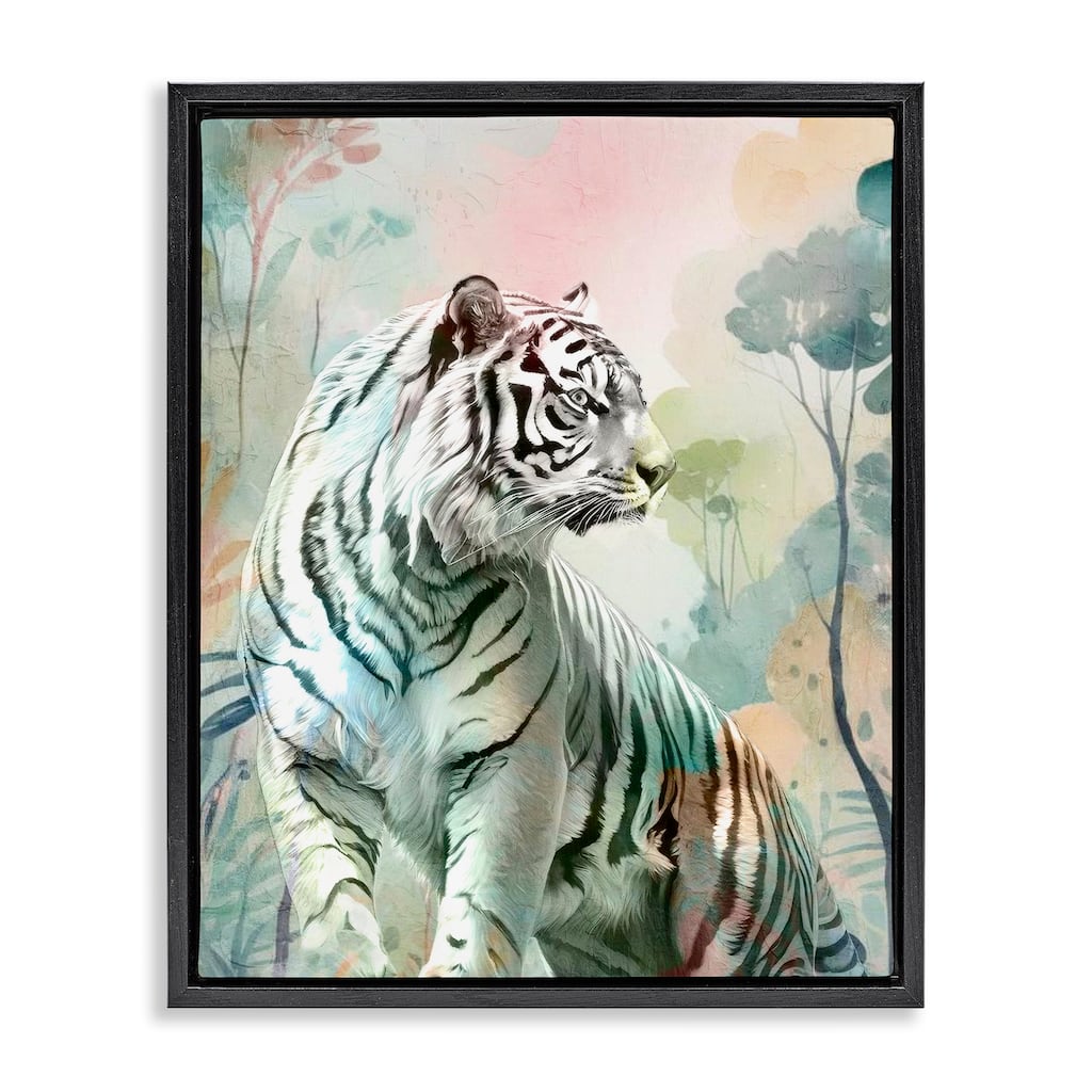 Stupell Soft Gazing Tiger Framed Floater Canvas Wall Art Design By Kim Allen