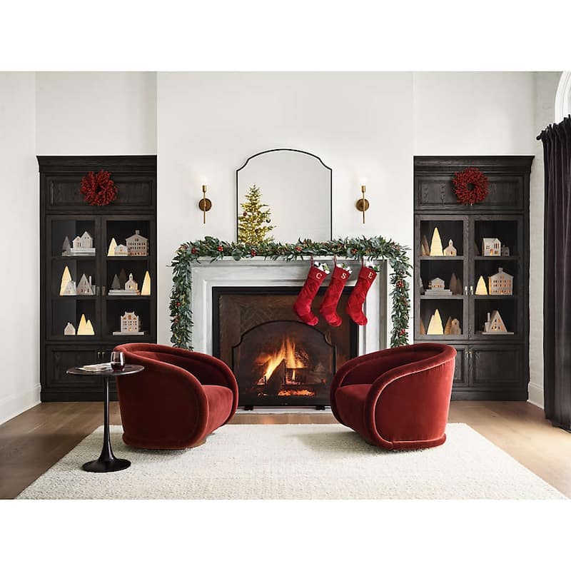 Swivel Accent Chair, 360-degree Swivel Barrel Chair with Teddy Upholstery, Comfy Pumpkin-Shaped Swivel Chair