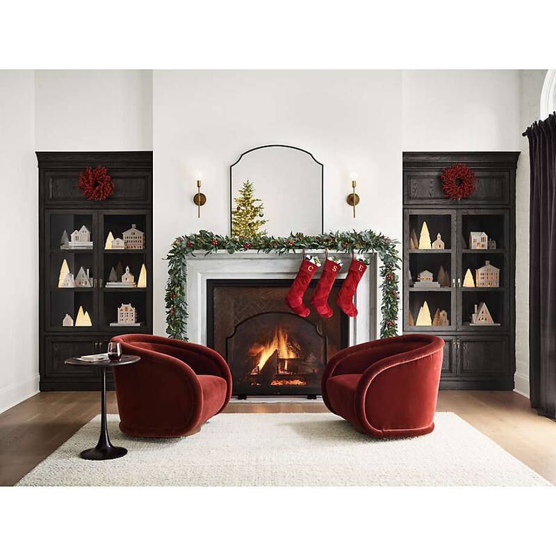 Swivel Accent Chair, 360-degree Swivel Barrel Chair with Velvet Fabric Upholstery, Comfy Pumpkin-Shaped Swivel Chair
