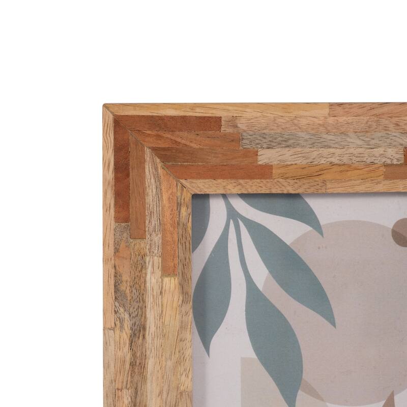 Sagebrook Home Handcrafted Wood Picture Frame with Glass Panel and Geometric Detailing