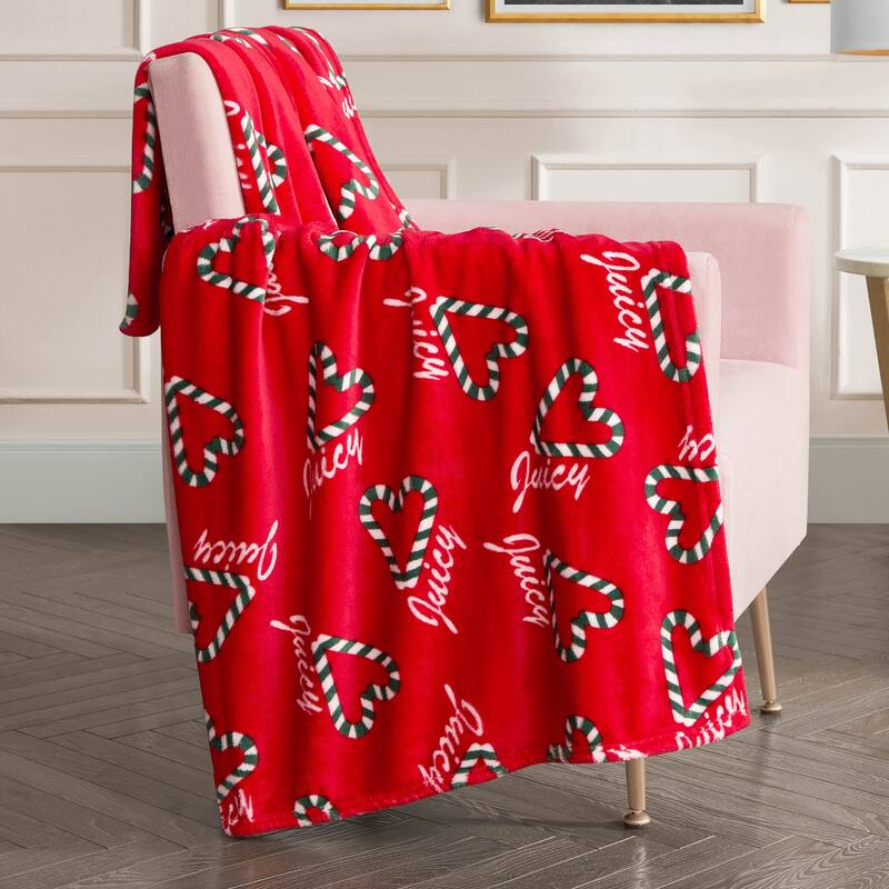 Juicy Couture Holiday Plush Throw Blankets