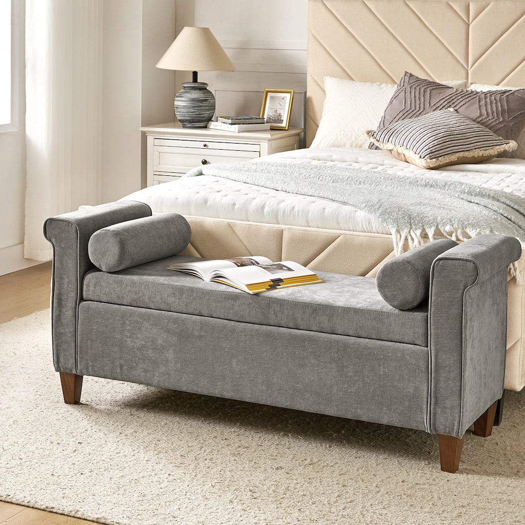 Rita 54.3'' Wide Traditional Storage Bench with 2 Pillows by HULALA HOME