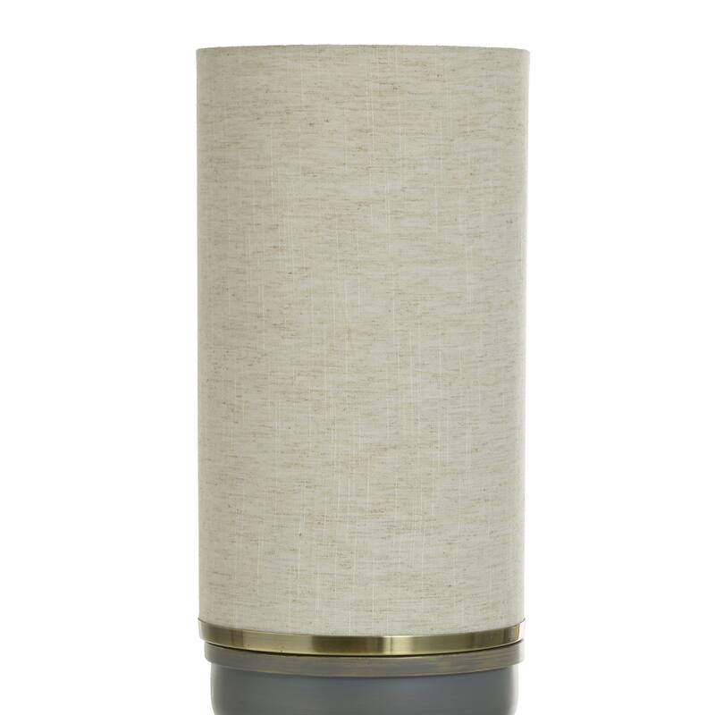 Maverick Grey Uplight - Matte Grey Brushed Base - Cream Linen Shade