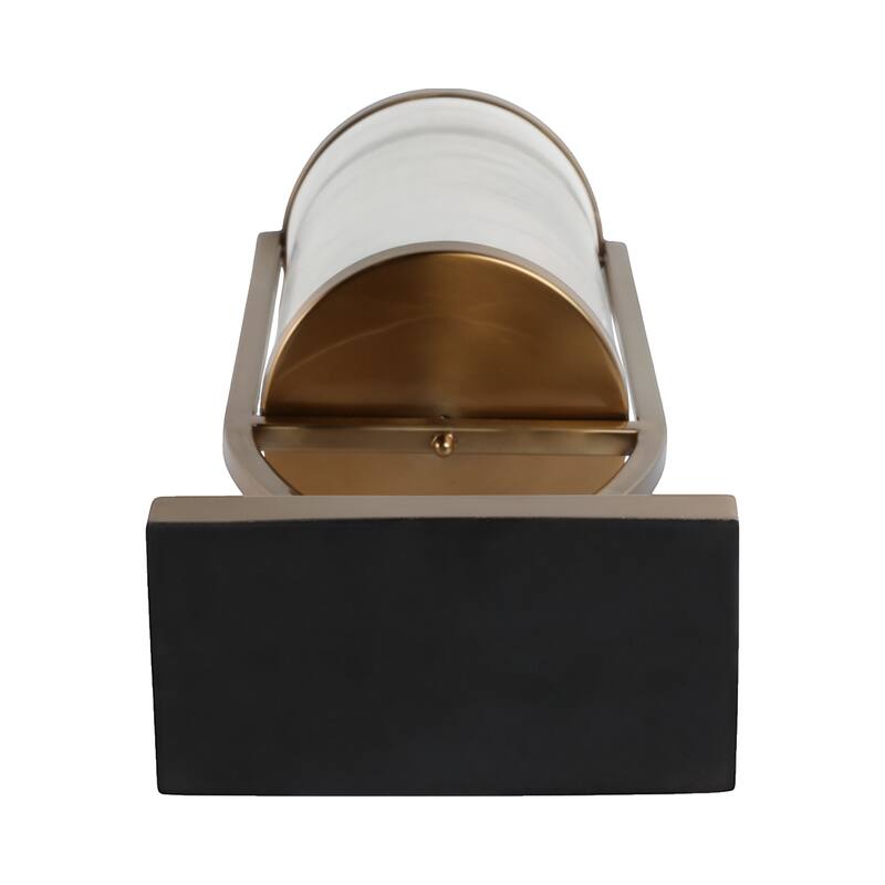 Modern Glass Pillar Candle Holder Decorative Lantern with Steel Frame