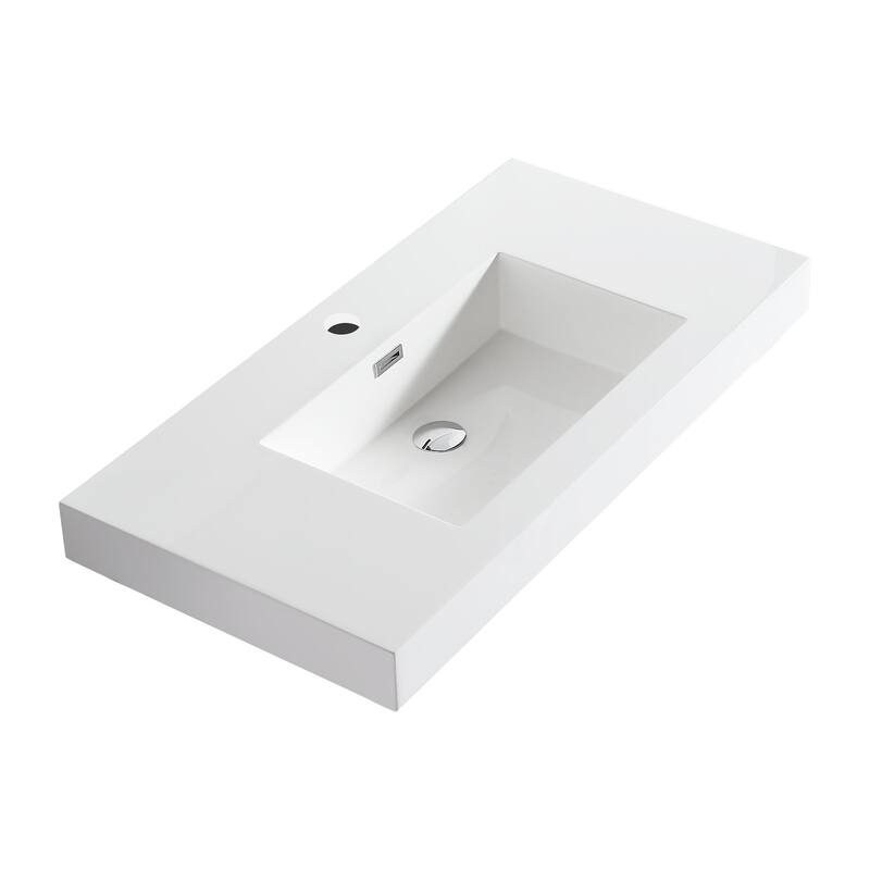Dowell 18" FTB Resin Bathroom Vanity Basin - 36Wx18Dx6H - White