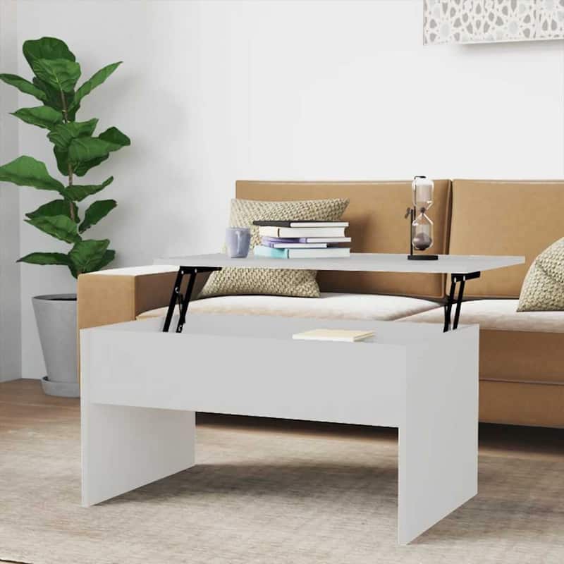 vidaXL Coffee Table Lift Top End Table Accent Side Sofa Table Engineered Wood - 31.5" x 19.9" x 16.3" - White