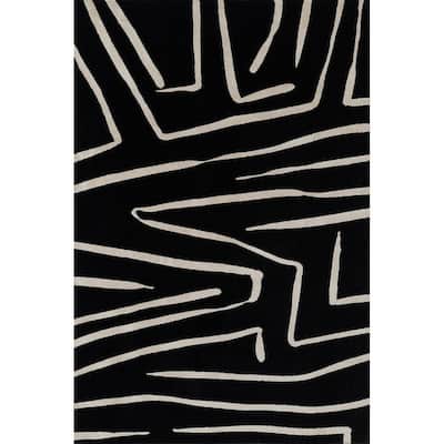 Momeni Noho Modern Black Geometric Area Rug