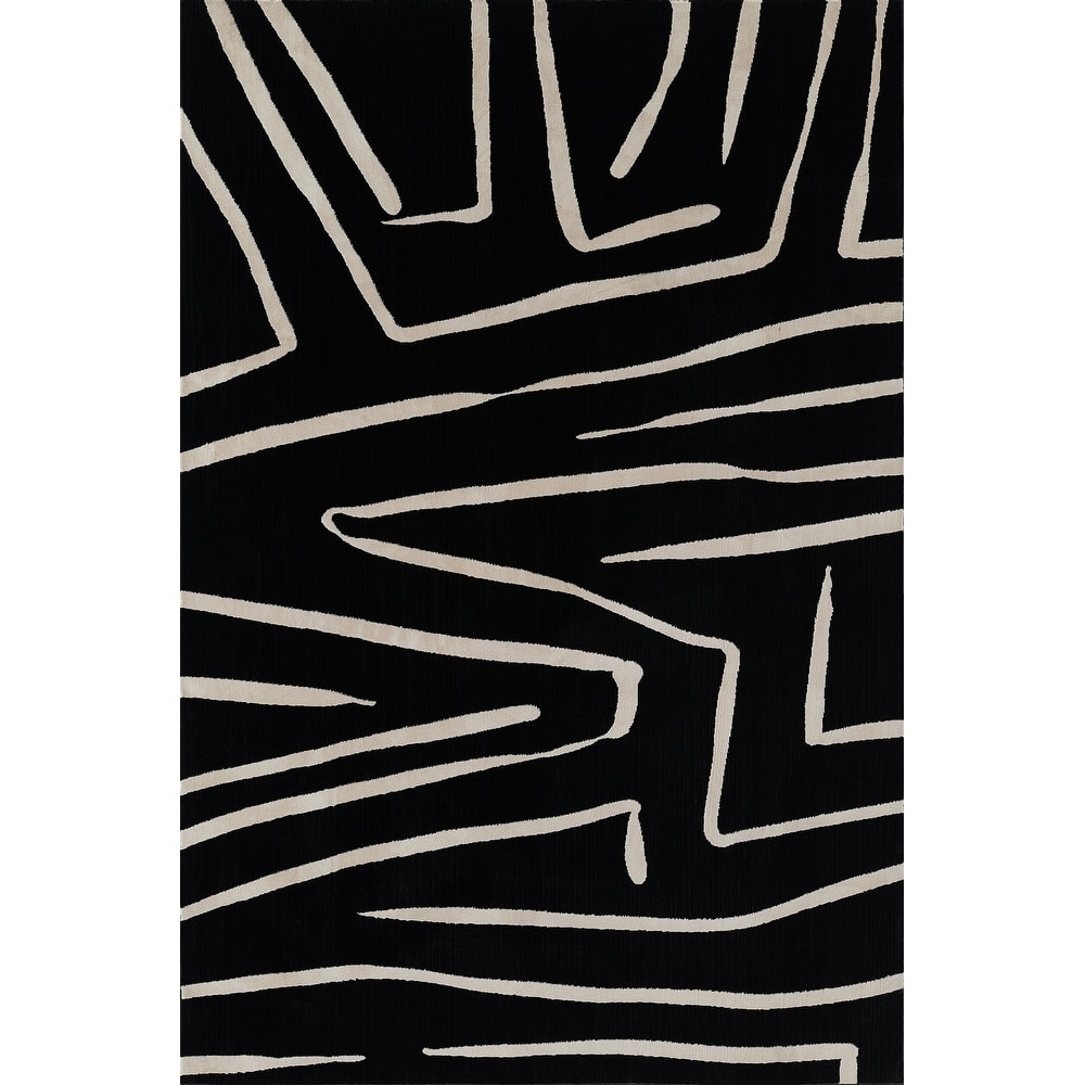 Momeni Noho Modern Black Geometric Area Rug