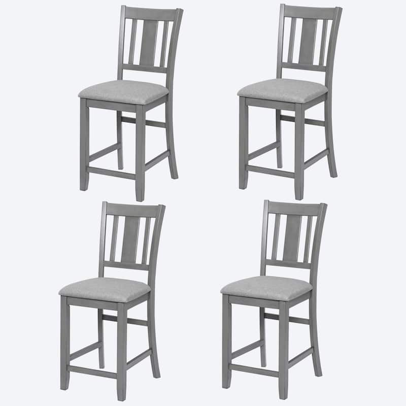 Set of 4 Counter Height Dining Chairs with Padded Seats - Gray