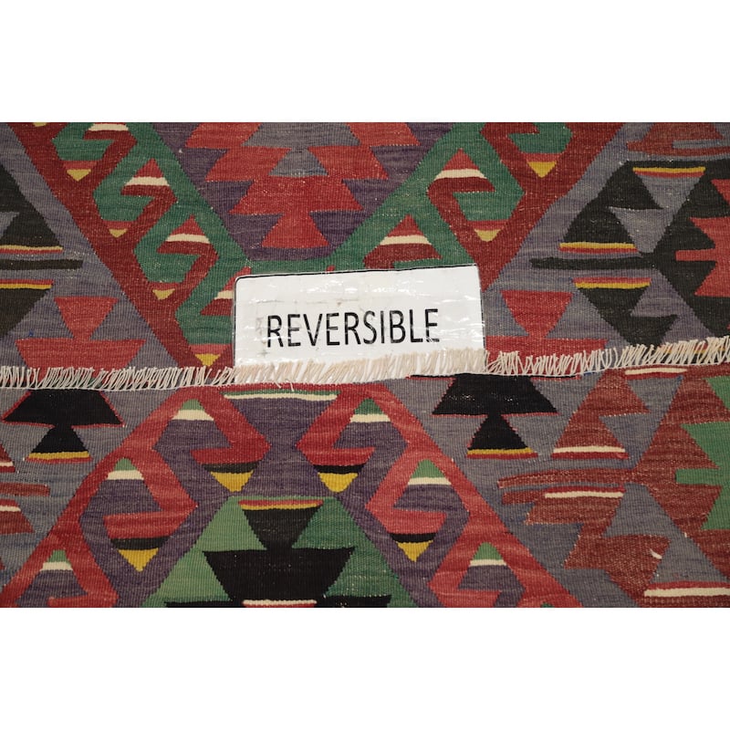 Hand Woven Oriental 100% Wool Carpet Southwestern Tribal Purples Kilim Area Rug - 7' 4'' X 5' 11''
