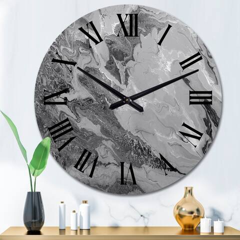 Designart 'Grey Wavy Liquid Art' Modern wall clock