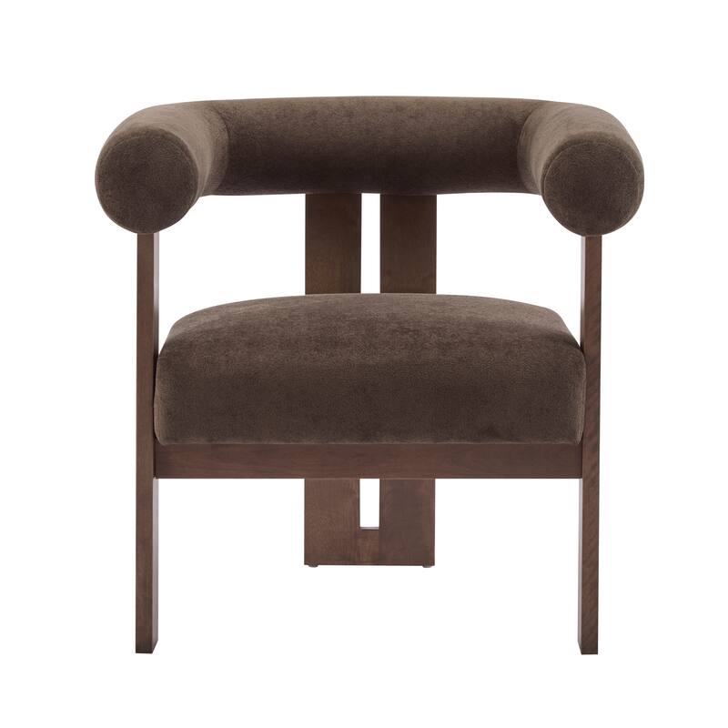 Roomfitters Modern Upholstered Round Arm Accent Chair with Wood Frame,