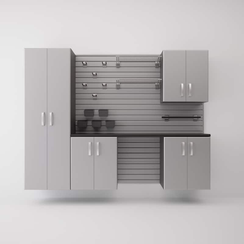 Flow Wall 5pc PVC Indoor Modern Cabinet Shelf Kit - Silver