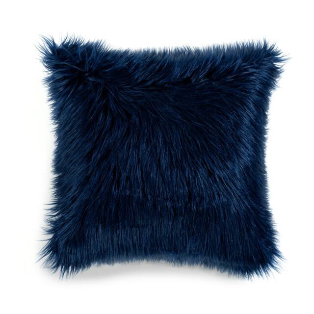 Lush Decor Mongolian Luca Faux Fur Decorative Pillow Cover - Navy - 20" x 20"