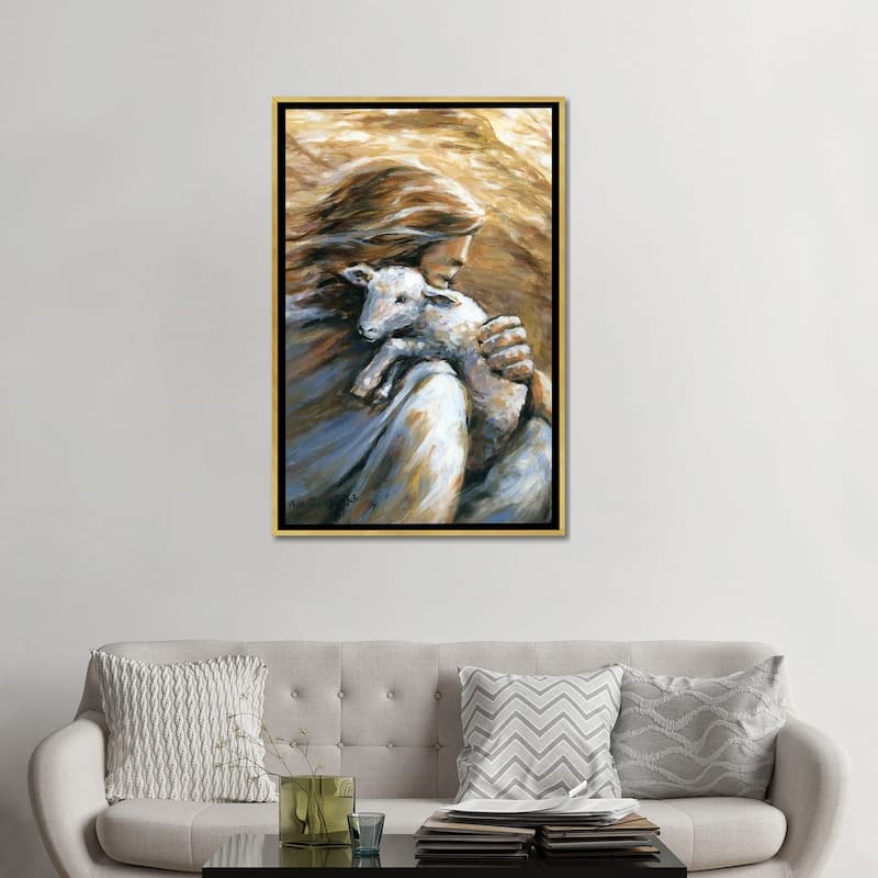 iCanvas "Jesus Carrying Lost Sheep Home" by Melani Pyke Framed Canvas Print