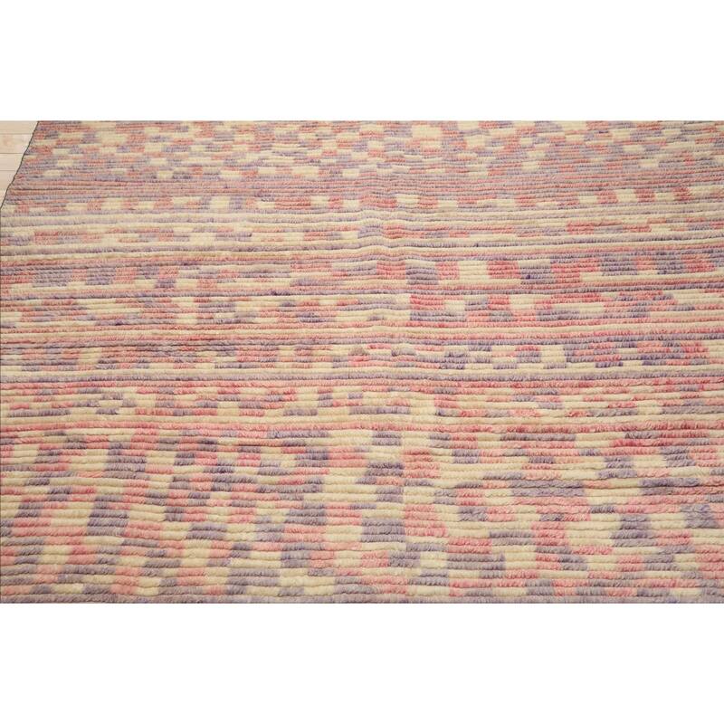 8x10 Tibetano Hand Knotted Wool Ivory Modern & Contemporary Boho Rug - 8' x 10'