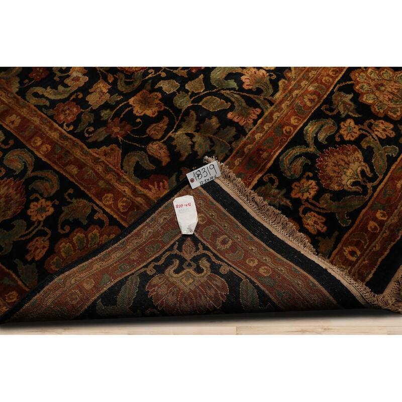 Hand Knotted Agra Charcoal,Sage Wool Traditional Oriental Area Rug - 12' 3'' x 19' 6''