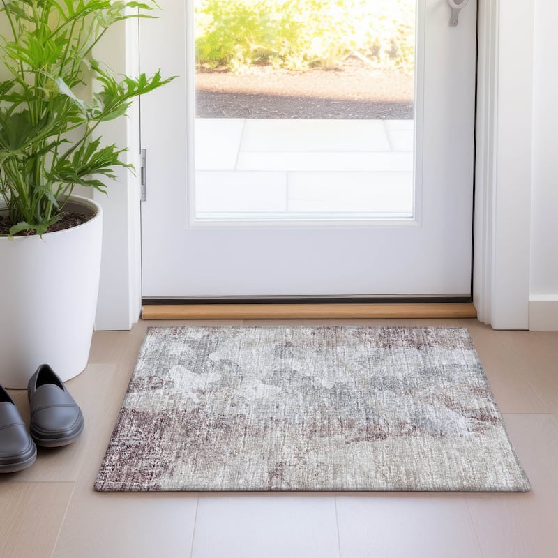 Premium Washable Super Soft Abstract Contemporary Mayfield Rug - Plum - 1' 8" x 2' 6" - Rectangle