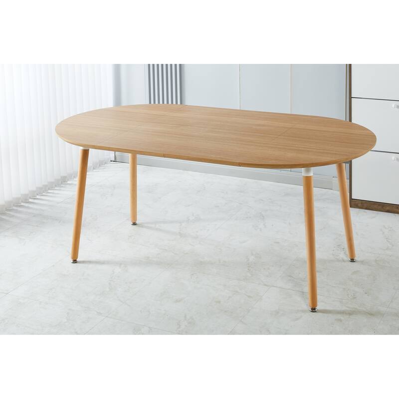 Extensible Oval Dining Table for 4-6 Person, Multi-functional Office Dining Table, Kitchen Table with MDF Top & Metal legs