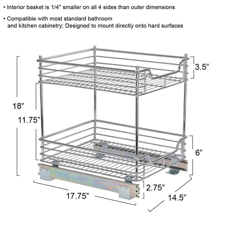 Household Essentials Two-Tier Chrome Sliding Cabinet Organizer