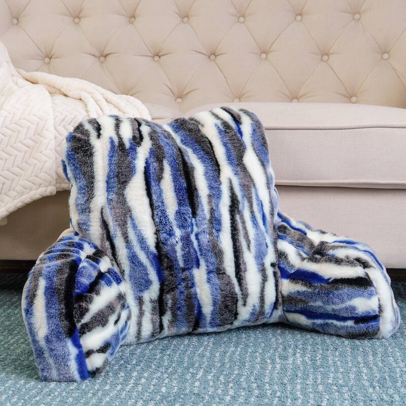 Multi Jacquard FauxFur BedRest, 20" x 18" x 17" - 20" x 18" x 17" - Blue