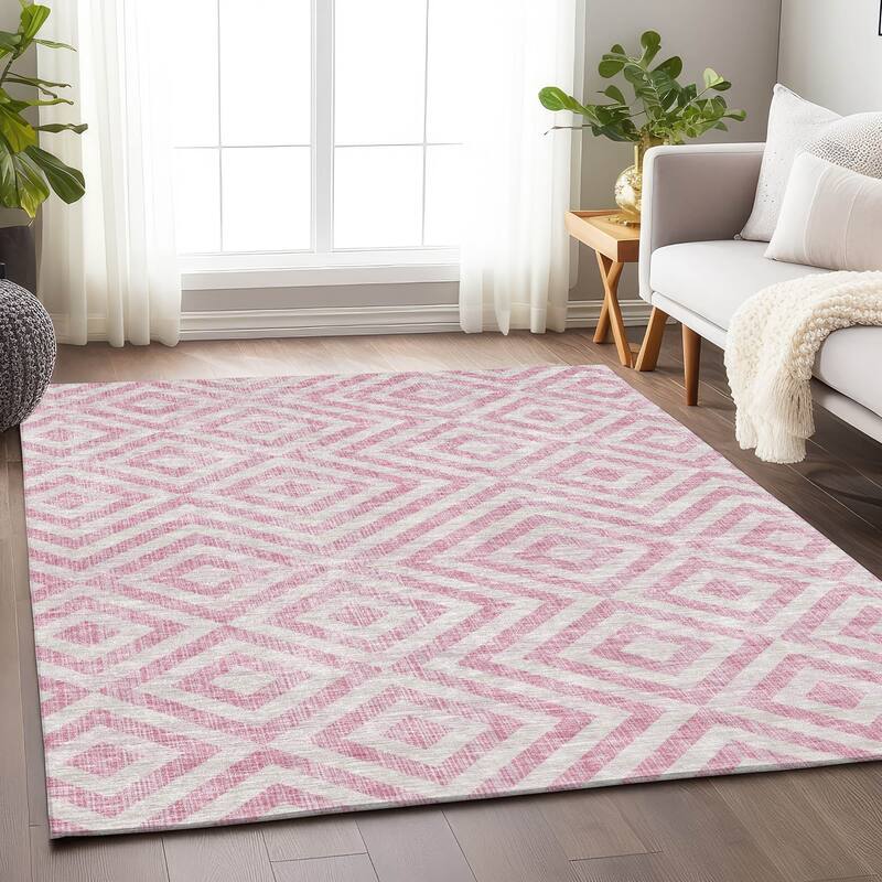 Premium Washable Super Soft Modern Geo Mayfield Rug - Pink - 8' x 10' - Rectangle