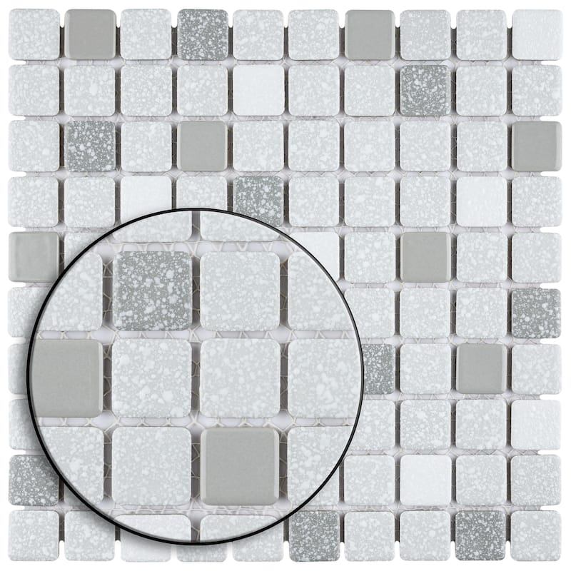 Merola Tile Crystalline Square Grey 12" x 12" Porcelain Floor and Wall Tile
