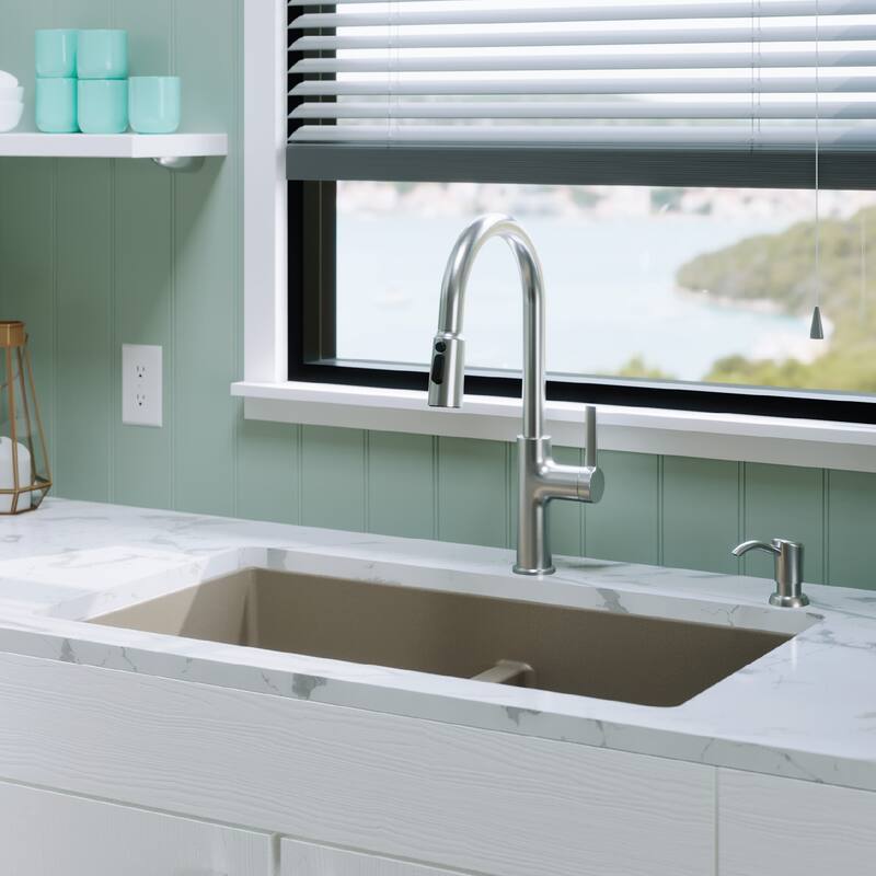 Karran 32" Undermount Double Equal Bowl Quartz Kitchen Sink Kit - 32" x 19.5" x 9"