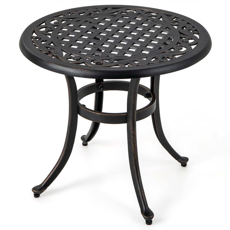 Costway 24" Patio Side Table with Adjustable Footpads Round Cast - See Details