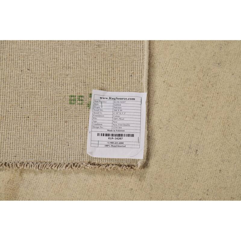 Solid Gabbeh Oriental Runner Rug Handmade Wool Carpet - 3'3"x 6'10"