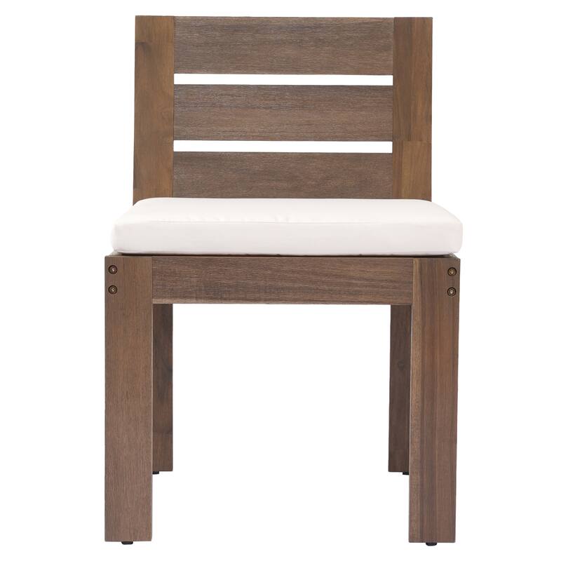 7-Piece Outdoor Patio Acacia Wood Dining Set with Rectangular Table and 6 Cushioned Chairs