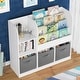 preview thumbnail 3 of 7, Kids Bookcase and Bookshelf with 3 Collapsible Fabric Drawers, Bookcase Display Stand for Bedroom, Playroom, Hallway, White