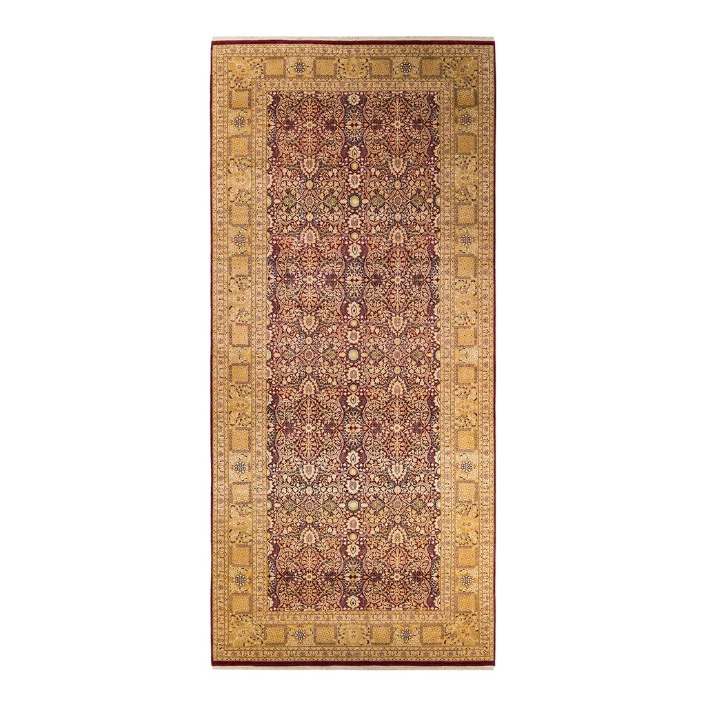 Overton Hand Knotted Wool Vintage Inspired Traditional Mogul Red Runner Rug - 6'2" x 13'6"