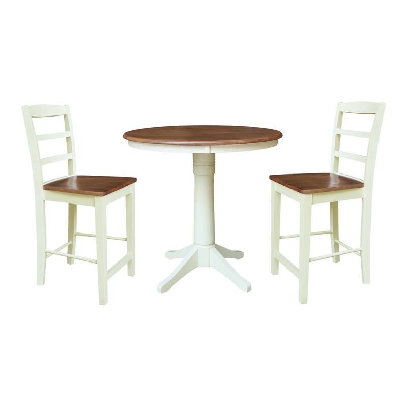 36" Round Pedestal Counter Height Table with Madrid Stools