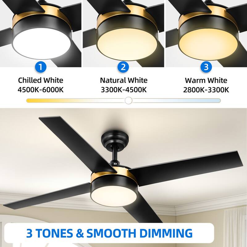 52 Inch Ceiling Fans with Light and Remote