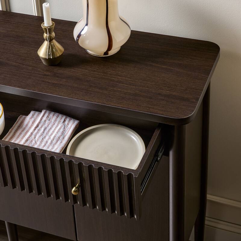 Walker Edison Modern Fluted Wood Buffet Sideboard with Storage