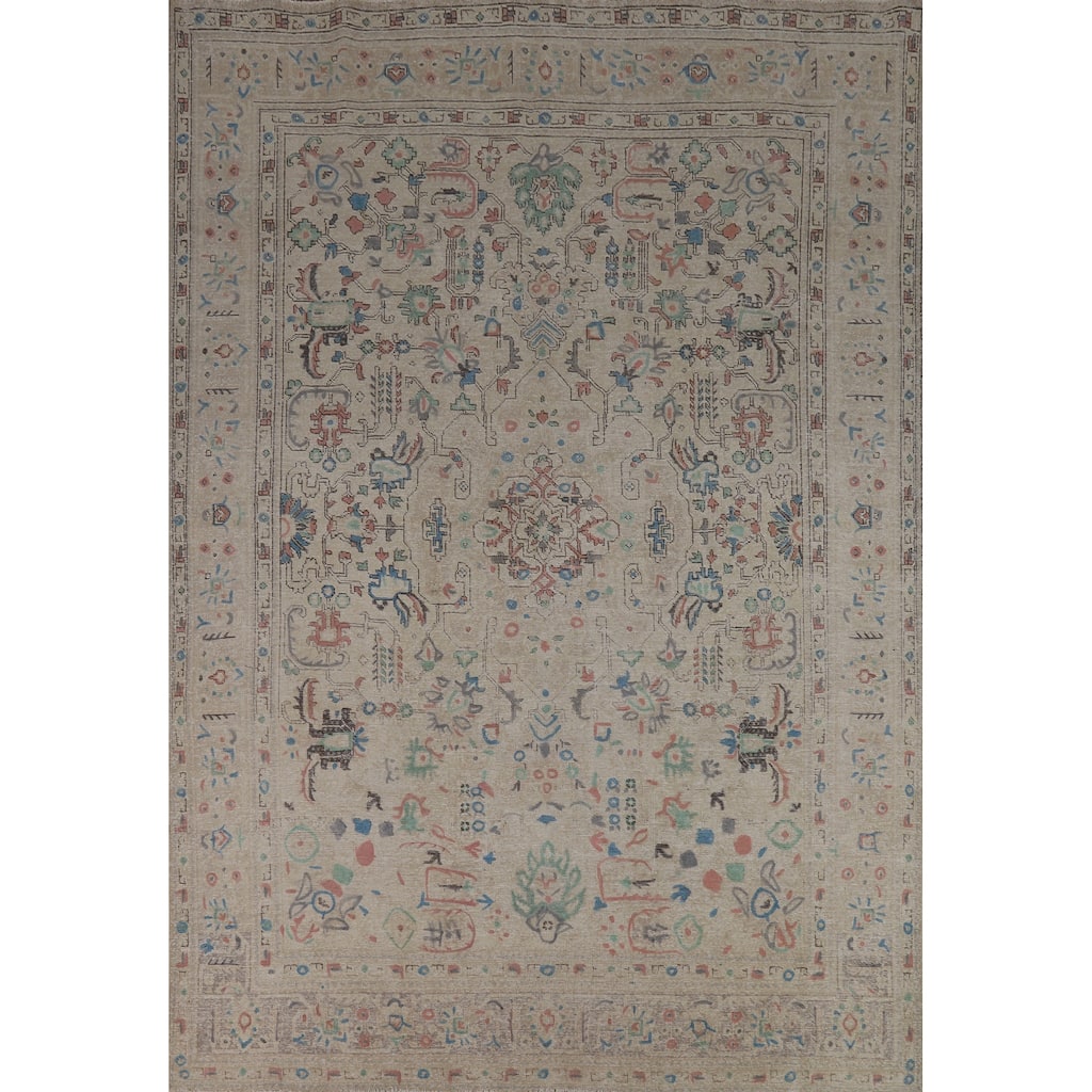 Overdyed Tabriz Persian Area Rug Hand-Knotted Wool Carpet - 7'8"x 10'8"